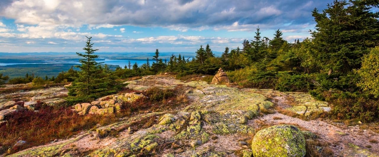 view from blue hill overlook in acadia national park in maine